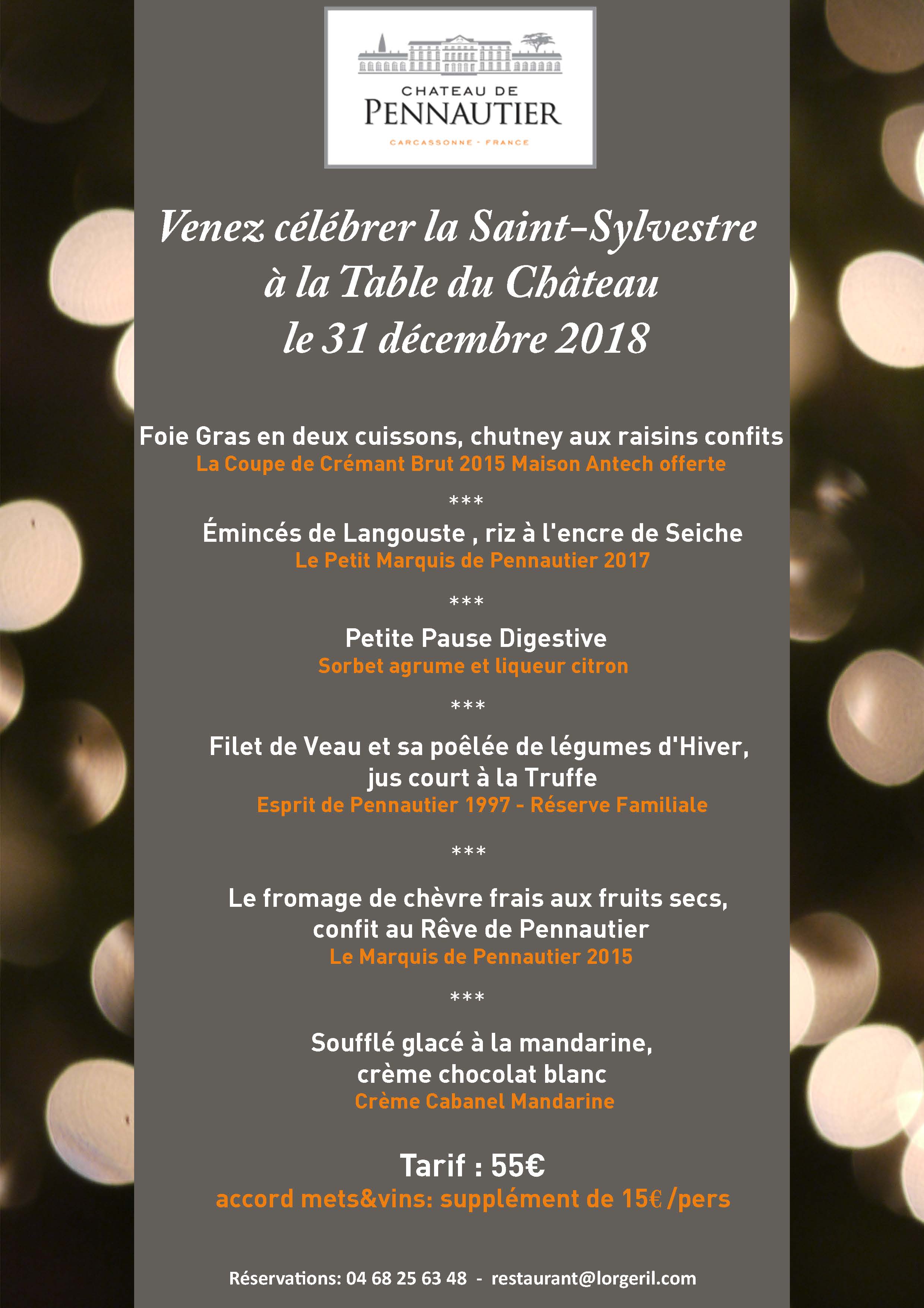 Menu de la Saint Sylvestre à la Table du Château! Maison
